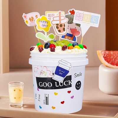 acheter Seau en plastique 1L 2L Récipient rond clair pour le sceau de thé à la crème fabrication en ligne