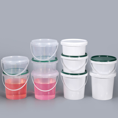 acheter 500 ml PP Produits blancs clairs à emporter Colis de crème glacée Cookies Petit seau en plastique avec poignée couvercle fabrication en ligne