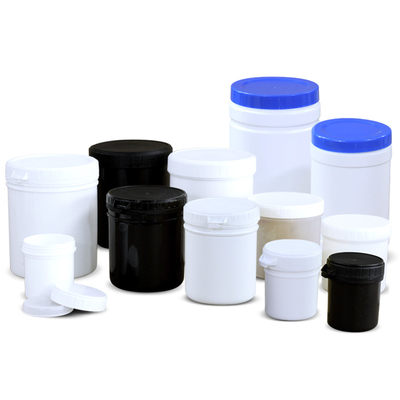 acheter Matériau Jars de stockage en plastique HDPE blanc et noir Bouteilles à large bouche avec couvercle intérieur fabrication en ligne