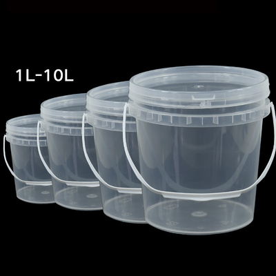 acheter Bottes en plastique en PP transparent rond de qualité alimentaire avec poignée en plastique et sérigraphie à soie fabrication en ligne