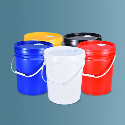 acheter Bouteille de peinture en plastique de qualité alimentaire ronde de 20L PP 5 gallons avec couvercle et poignée en rouge fabrication en ligne