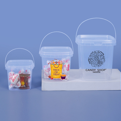 acheter Capacité 280ml 500ml 1L 2L de qualité alimentaire Carré Petit seau en plastique blanc clair sans BPA fabrication en ligne