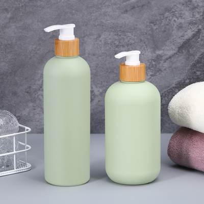 acheter 400 ml 500 ml bouteille cosmétique à toucher doux avec couvercle en bambou pour shampooing fabrication en ligne