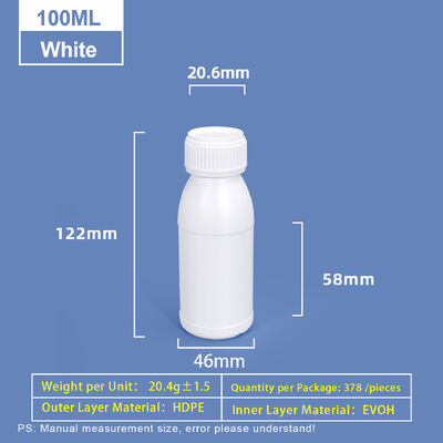 acheter Bouteille en plastique à épaule ronde blanche de 100 ml Bouteille en plastique coex HDPE fabrication en ligne