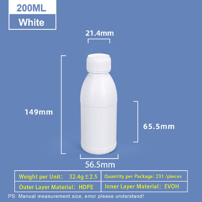 acheter Bouteille en plastique à épaule ronde blanche de 200 ml Bouteille en plastique coex HDPE fabrication en ligne