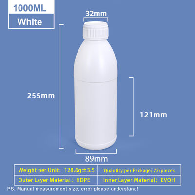 acheter Bouteille en plastique ronde à épaule blanche 1L Bouteille en plastique Coex PEHD fabrication en ligne