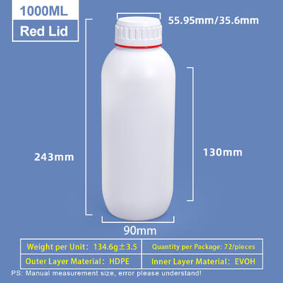 acheter Bouteille coex en plastique blanc 1L personnalisée avec anneau coloré rouge et vert autour du bouchon fabrication en ligne
