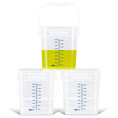 acheter Vente en gros 4L 10L 16L Seau gradué en PP transparent Écologique Seau carré en plastique épaissi vide avec ligne d'échelle pour liquides chimiques fabrication en ligne