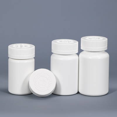 Bouteilles de pilules en plastique rondes blanches pour capsules à l' épreuve des enfants