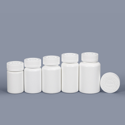 Bouteille ronde à capuche à l' épreuve des enfants pour le stockage des médicaments CRC Bouteilles vides de pilules en plastique blanc