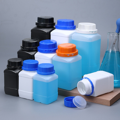 1L poudre liquide gel solide stockage bouteilles en plastique carré avec surface de traitement de gel et vis couvercle intérieur