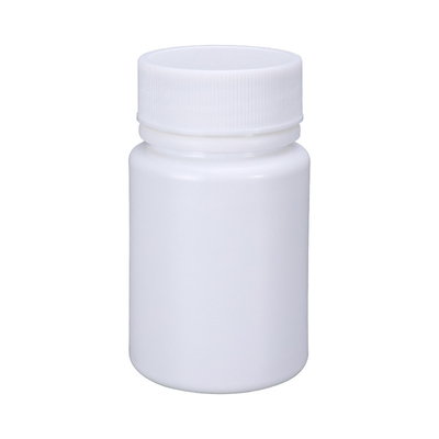 Stampage à chaud 50cc bouteille en plastique vide capsule pilule avec couvercle de joint en aluminium blanc