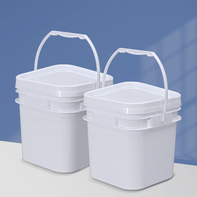 Entreposage de nourriture blanche de qualité alimentaire 5L Seau en plastique carré rectangulaire avec poignée de couvercle