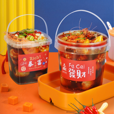 PP étanchéité alimentaire plastique transparent fruits de mer faire bouillir 2 litres contenant d'emballage de seau