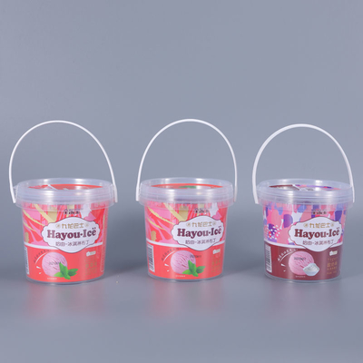 Vente de 2 litres de seau en plastique blanc/noir/translucide avec poignée de couvercle pour les collations alimentaires