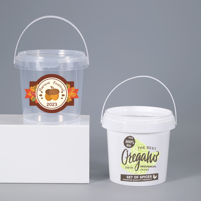 Commande personnalisée Seau PP Logo personnalisé Blanc Ronde Transparente Boîte de cuisine à emporter baignoire avec couvercle anti-vol