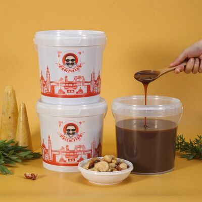 Seau rond en plastique transparent de qualité supérieure avec couvercle et poignée pour seau de sachets de sauce pour récipient d'assaisonnement