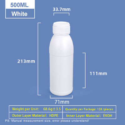 Bouteille en plastique à épaule ronde blanche de 500 ml Bouteille en plastique coex HDPE