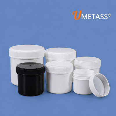Pot en plastique à vis PP en gros 50 ml-300 ml avec doublure en papier d'aluminium, canettes vides pour utilisation en poudre